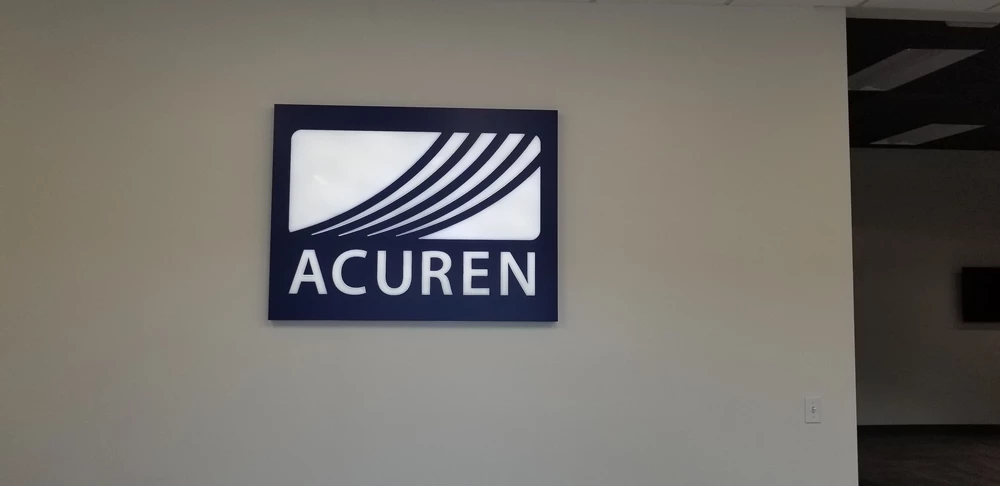 Interior Lighted Acrylic Logo and Reception Signage for Houston Industrial Company